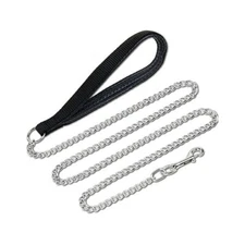 METAL DOG LEASH DOG CHAIN LINK CHAIN POLY HANDLE 6' LONG MEDIUM SMALL BREEDS