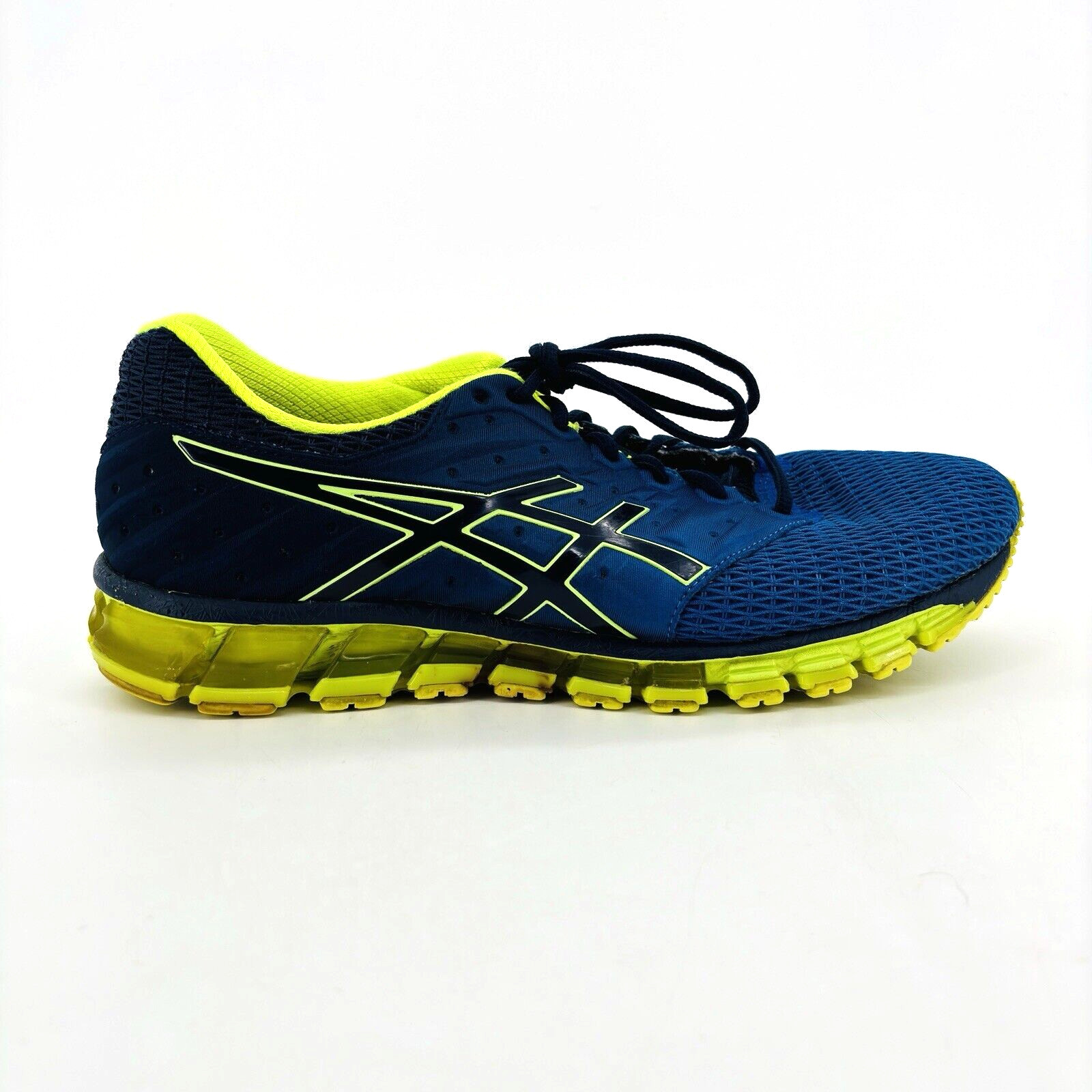 Mens 11.5 Asics Gel Quantum 180 Running Shoes T6G2N Blue Neon Yellow Lace Up