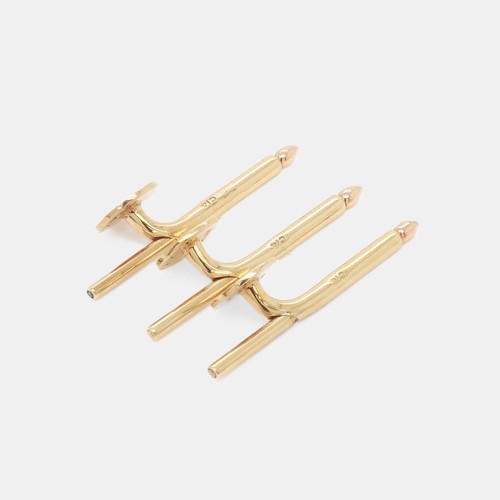 Cartier 14K Gold Monogrammed Cufflinks & Shirt Stud Dress Set - Picture 11 of 12