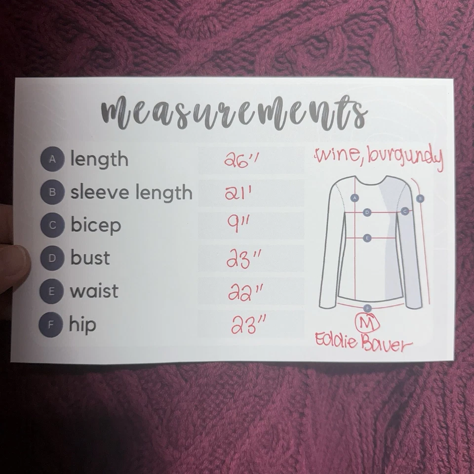 Eddie Bauer Cable Knit Sweater Women’s Size M Burgundy 100% Cotton Casual Preppy - Image 4 of 4