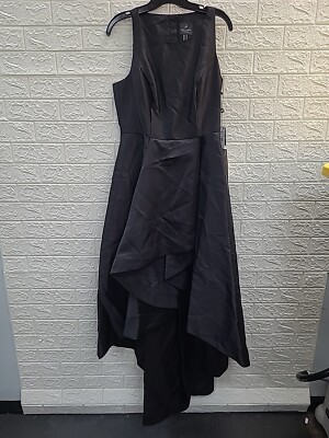 adrianna papell black high low dress Navy High Low Mikado Gown With Asymmetrical Detail
