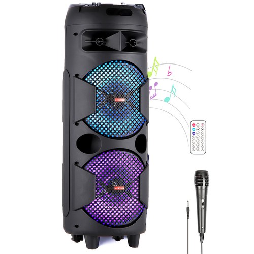 Haut-parleur Bluetooth portable 5000W double woofer basse lourde son système de fête avec micro - Photo 15 sur 17