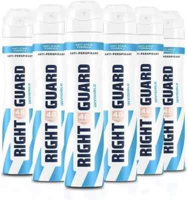 6 x Right Guard Women Deodorant,Total Defense 5 Invisible A/P Spray 250ml