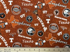 UNIVERSITY OF TEXAS LONGHORNS, Home St, HALF yard 18 x 42 100 Cotton Fabric