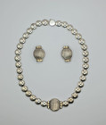 Vtg Lagos Caviar Sterling Silver/18k Fluted Disc Spiked Necklace & Earrings set