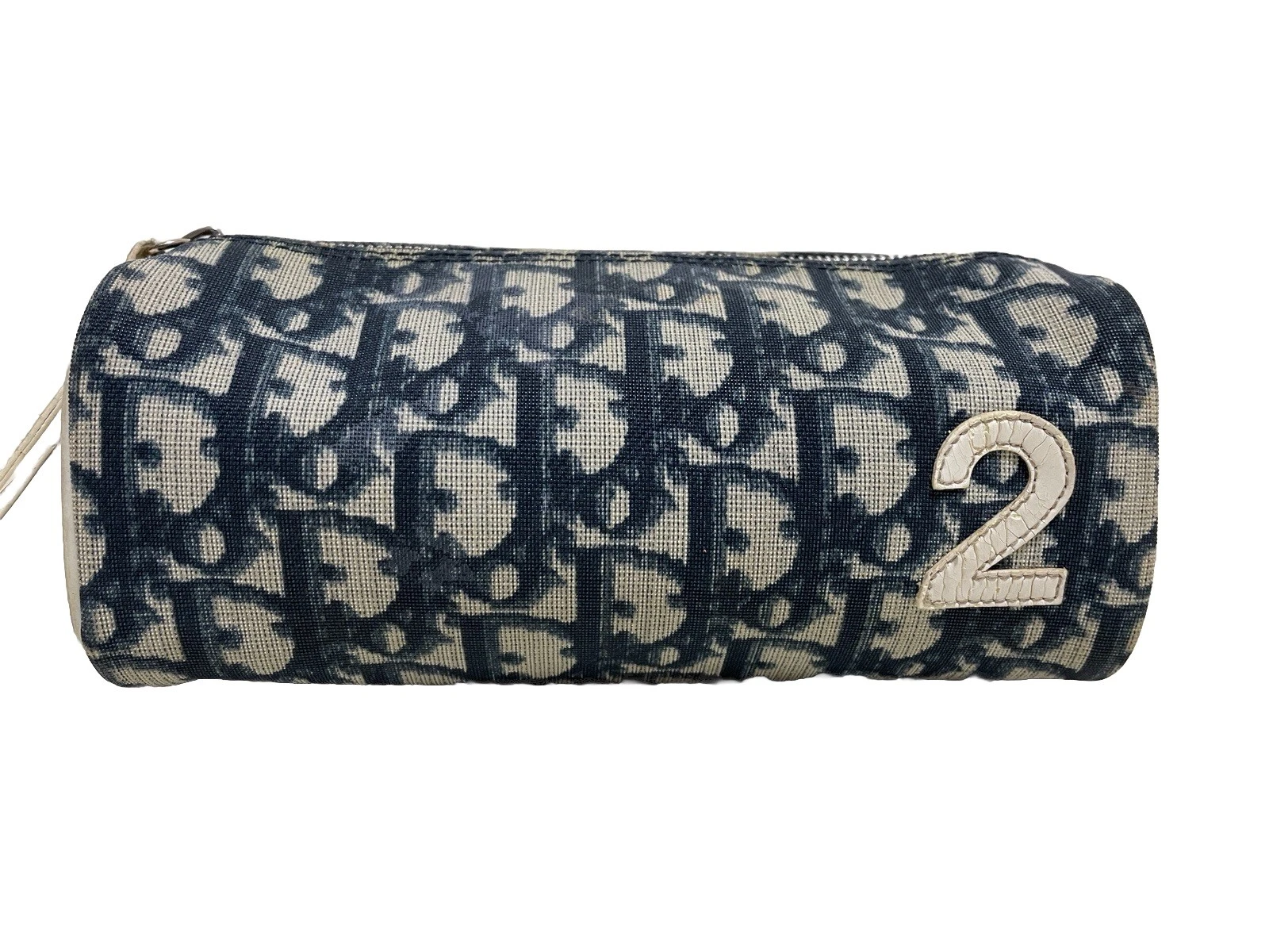 Pochette toile trotteur Christian Dior bleu marine authentique 0069