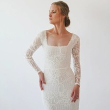 long white dress long sleeves size L/XL