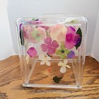 Clear Acrylic Tissue Box Holder 6.5'' H With Flowers