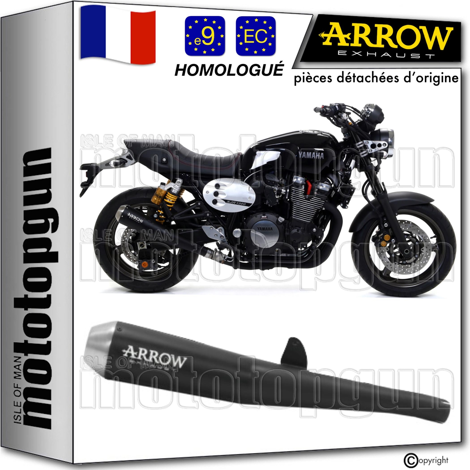 Pot d'échappement Arrow RC Pro-Racing noir pour moto Yamaha XJR 1300 2010