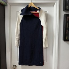 Tommy Hilfiger Ribbed Colorblock zipper cowl neck sweater dress size Small