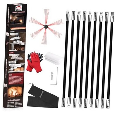 Chimney Sweep Kit, Chimney Cleaning Kit with 9 Flexible Chimney 30 Feet Black