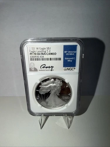 2021 W $1 AMERICAN SILVER EAGLE TYPE 1 NGC PF 70 ULTRA CAMEO EDMUND MOY SIGNED