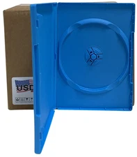 USDISC DVD Cases Standard 14mm Premium, Single 1 Disc (Blue) Lot
