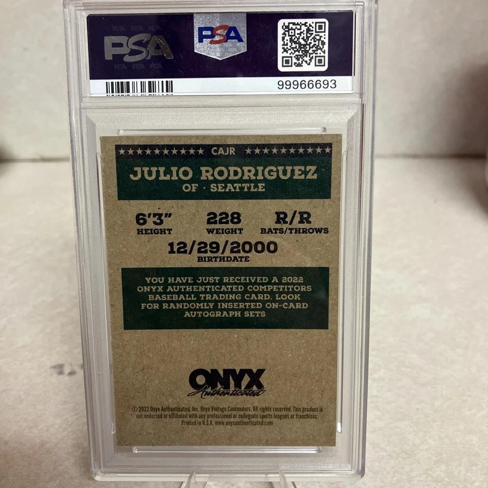 2023 Onyx Vintage Julio Rodriguez Competitors Auto-Blue Ink #CAJR PSA 9 - Image 2 of 2