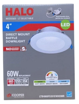 HALO LTB 4 in. CCT 3000K-5000K White Recessed LED Light - LTB4069FS351EWHDMR