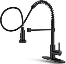 Black Kitchen Faucet W/ Pull Down Sprayer Stainless Steel Single Handle Pull Out