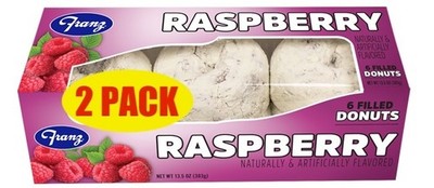 Franz Raspberry Filled Donuts FRESH 2 Packs of 6 Donuts