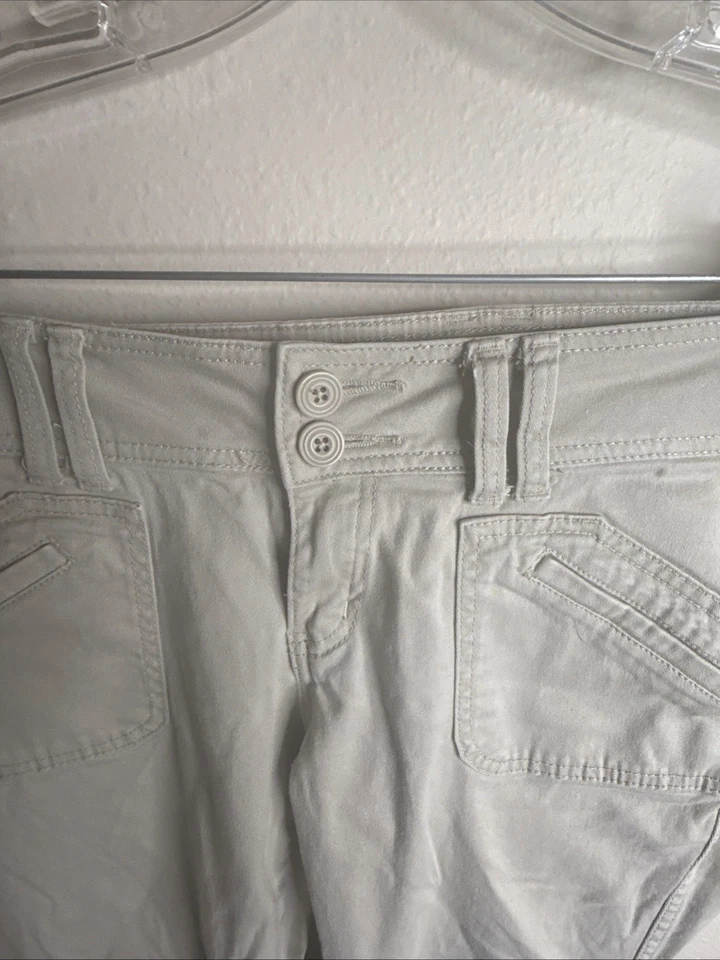 Pantalón BeBop Mujer Acampanado Beige Talla 9 Frente Plano Doble Botón Cintura De Colección Foto 3 de 4