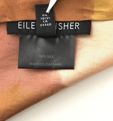Eileen Fisher Silk Oblong Scarf Rust Peach Ombre Tie Dye Hand Rolled Japan - Picture 9 of 9