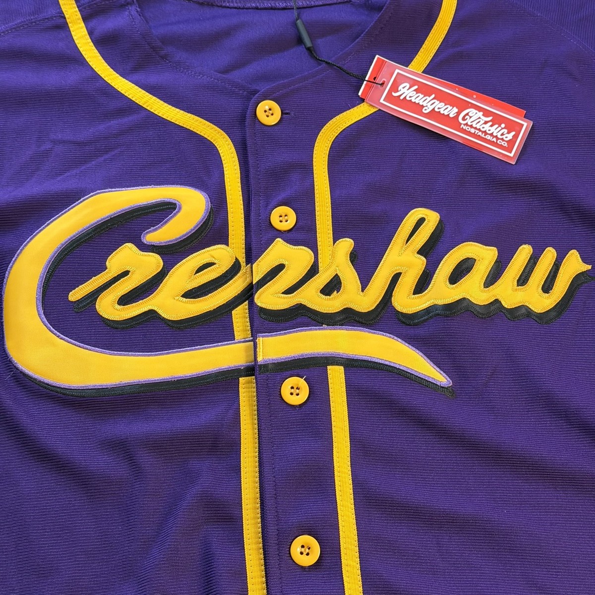 Headgear Classics Nipsey Crenshaw Baseball Jersey Purple Yellow