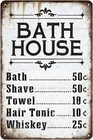 Bath House Price List Sign Vintage Tin Metal Signs 8x12 Decor Shower Shave House