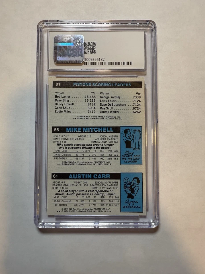 1980-81 Topps Austin Carr, Mike Mitchell, Terry Tyler #81-56-61 (RC) SGC 8 - Image 2 of 2