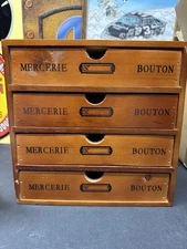 NEW Wooden 4-Drawer Mercerie Bouton Organizer Cabinet Sewing Storage