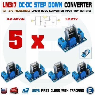 5pcs LM317 DC-DC Converter Adjustable Linear Regulator Step Down Circuit Board