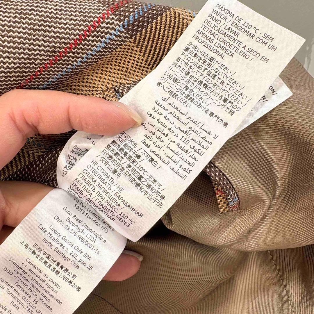 USED GUCCI CHECK PATTERN DOUBLE-BREASTED JACKET 4… - image 7