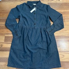 NWT!! Nine West Chambray Denim Shift Dress, Smocked Sleeves, Small