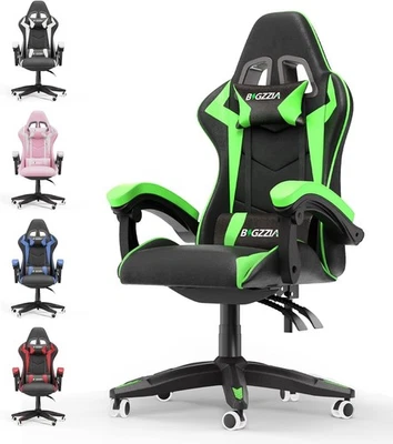 BIGZZIA Swivel Gaming Chair Faux Leather Home Office Chair Sports Desk Tilt Chair