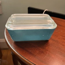 Vtg Pyrex 502 B Dish Aqua Blue Teal With Lid 502C  Refrigerator dish