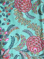 Indian Cotton Green Floral Dressmaking, Sewing Running Cotton Fabric 7 Yards AU