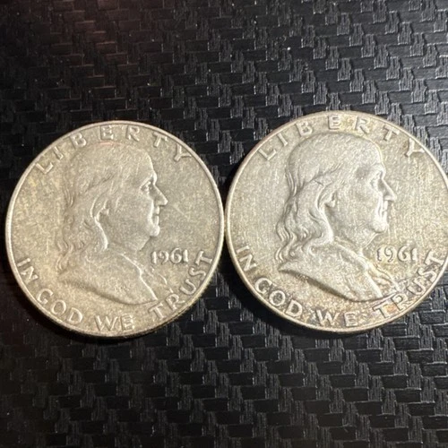 1961 & 1961 D Franklin Half Dollar 90% Silver