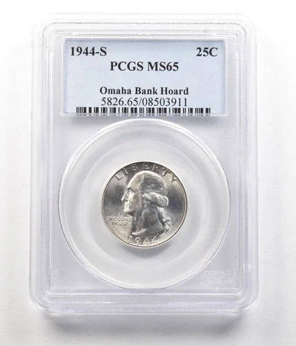 1944-S Washington Quarter Omaha Bank Hoard MS65 PCGS *4997