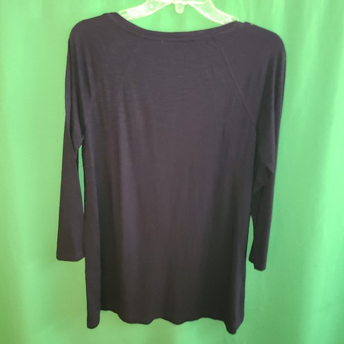 1415) NWOT J JILL small tunic tee 100% cotton 3/4 sleeve black new S - Picture 6 of 7