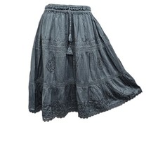 Cotton Skirt Knee Length  Lace Boho Holiday Lightweight One Size 8 10 12 14 16