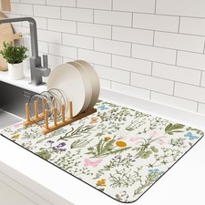 Dish Drying Mat For Kitchen Counter, 12"X20" Absorbent Coffee Bar Mat With Wa...