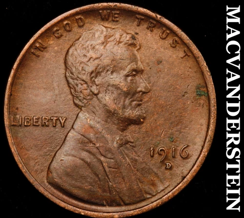 1916-D Lincoln Wheat Cent-Extra Fine Semi Key Better Date No Reserve #i1063