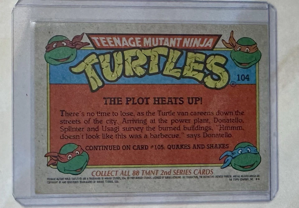 Teenage Mutant Ninja Turtles 2nd 1989 Card #104 The Plot Heats Up - Image 2 of 2