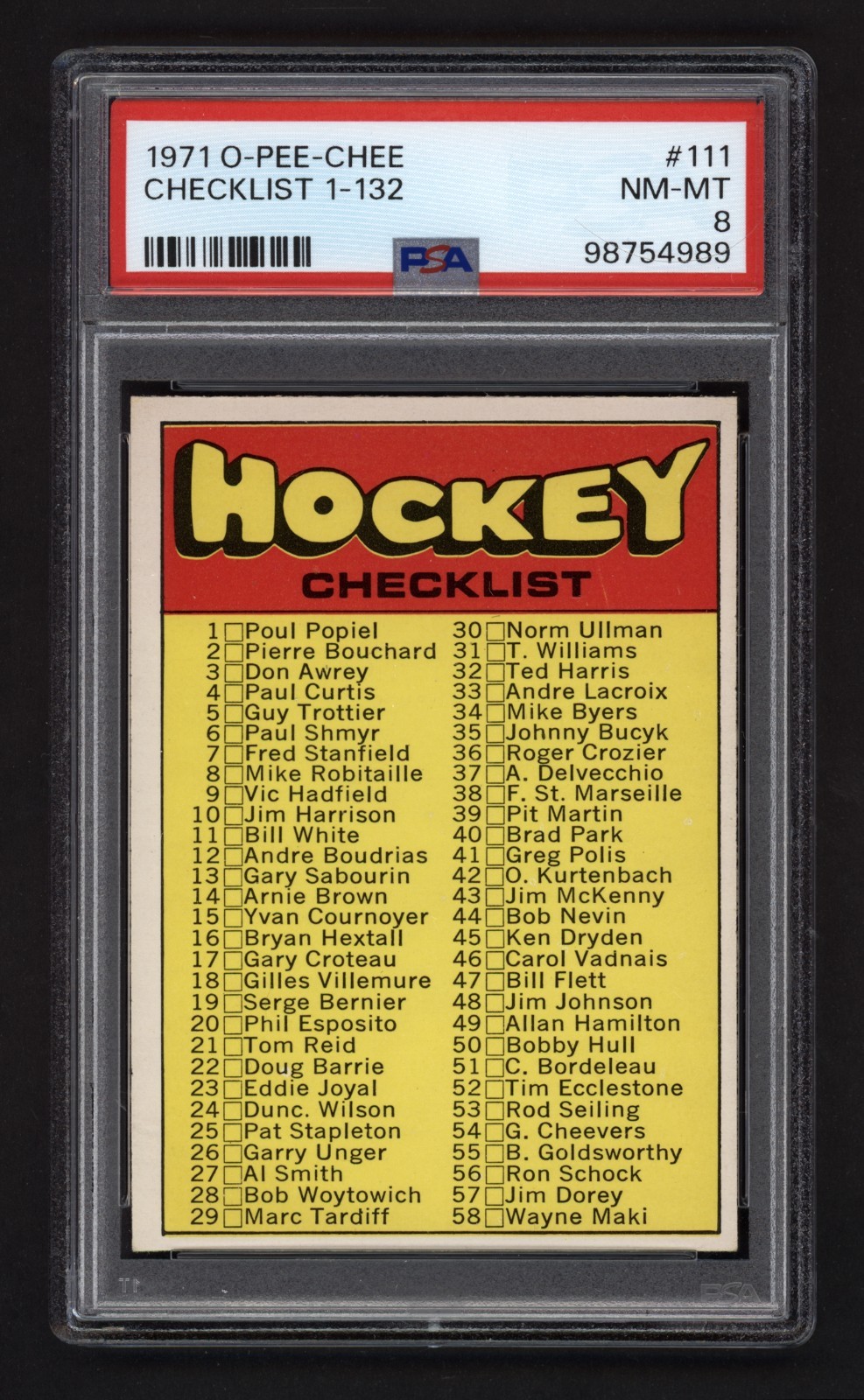 1971 OPC #111 CHECKLIST 1-132 PSA 8 NEAR MINT-MINT | eBay