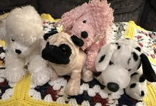 Webkinz Lot of 4 Dogs Pink Poodle, Dalmatian and lilkins poodle and pug. Used