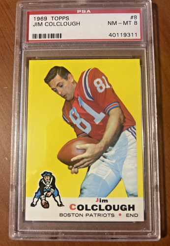 1969 Topps Jim Colclough #8 PSA 8 NM‑MT Boston Patriots Vintage Football Card