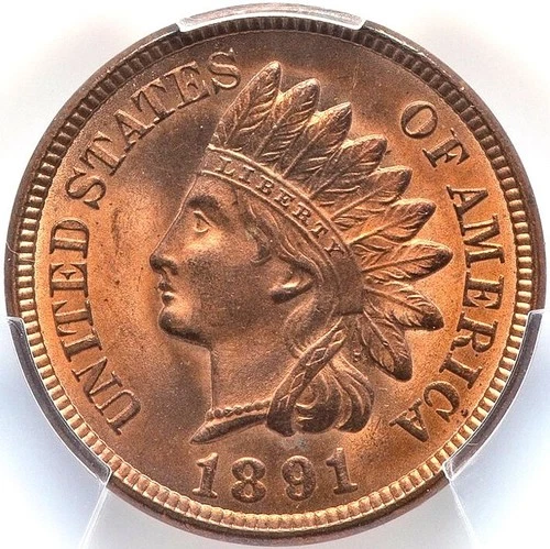 Indian Head Cent 1891 PCGS MS-65 Red and Brown!!! Amazing Gem Copper Coin!