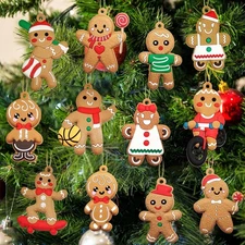12PCS Gingerbread Man Ornaments for Christmas Tree, Gingerbread Figurines Orname