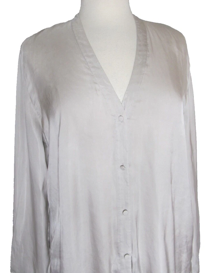 Blusa Top ATM Gris Manga Larga Para Mujer Talla Pequeña Foto 2 de 4