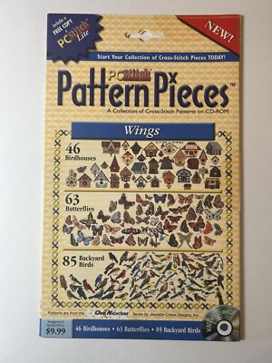 PC Stitch Pattern Pieces - Wings - Cross Stitch Patterns on CD-ROM - New!