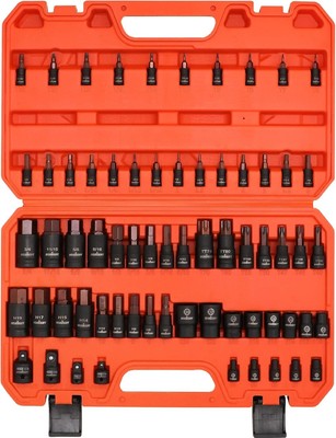Versatile 66-Piece Torx Bit and E-Torx Socket Set - Laser Marked Efficiency