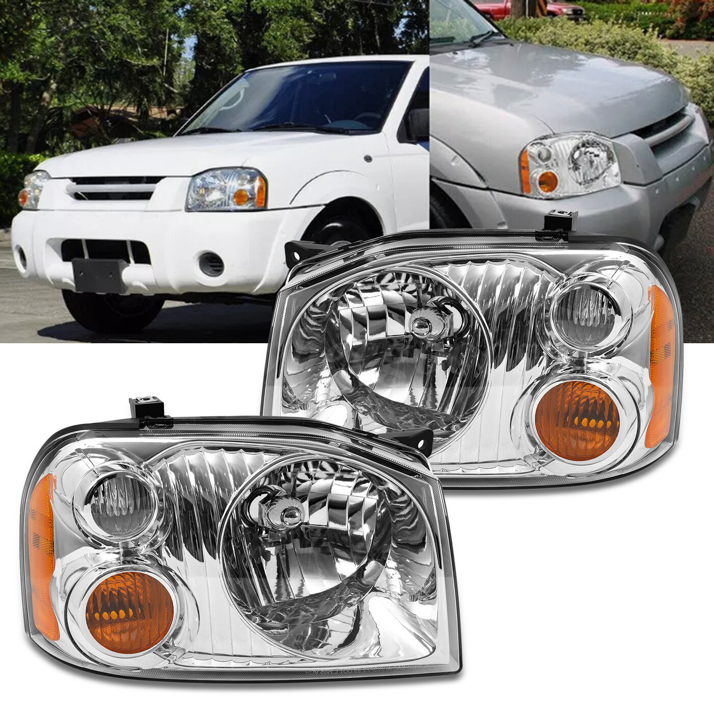 Headlight Set For 2001-2004 Nissan Frontier Base XE Left & Right 2Pc