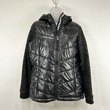 Superdry Japan Jacket Women's 8 Black Storm Hybrid Hoodie Puffer Full Zip